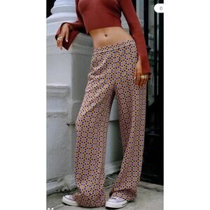 urban outfitters Colette Pull-On Trouser Pant Daisy Sunflower Print Small Wide L